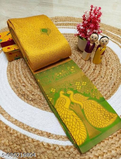 Beautiful Kanjeevaram Silk Big Border Zari Work Woven Sarees with Blouse Piece.. - amamestyle