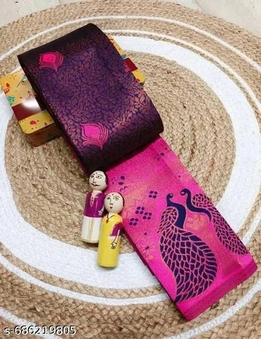 Beautiful Kanjeevaram Silk Big Border Zari Work Woven Sarees with Blouse Piece.. - amamestyle