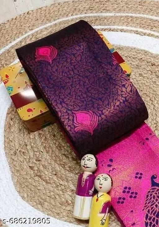 Beautiful Kanjeevaram Silk Big Border Zari Work Woven Sarees with Blouse Piece.. - amamestyle