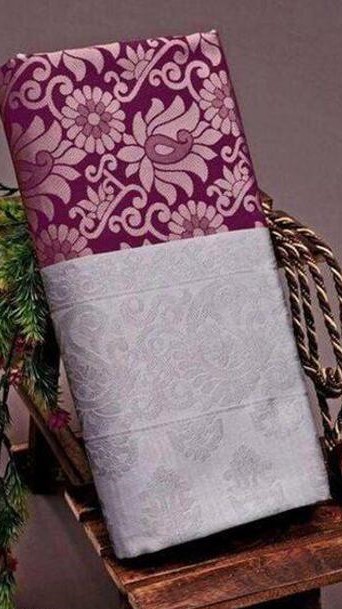 Beautiful Art Silk Jacquard Border Saree With silver Work On All Over The Saree And Unstitched Blouse For Women Wedding Wear Party and Running Use