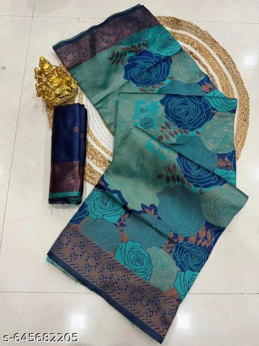 "Jacquard Floral Saree Featuring Artistic Rose Weaves and Trendy Design | Perfect for Festive Occasions" - amamestyle