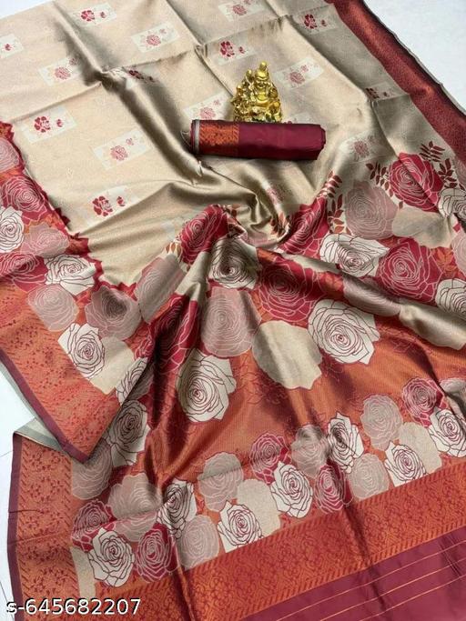 "Jacquard Floral Saree Featuring Artistic Rose Weaves and Trendy Design | Perfect for Festive Occasions" - amamestyle