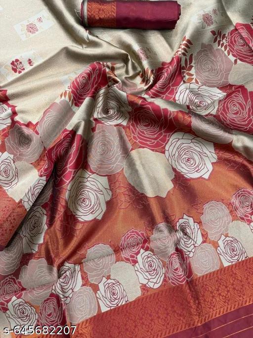 "Jacquard Floral Saree Featuring Artistic Rose Weaves and Trendy Design | Perfect for Festive Occasions" - amamestyle