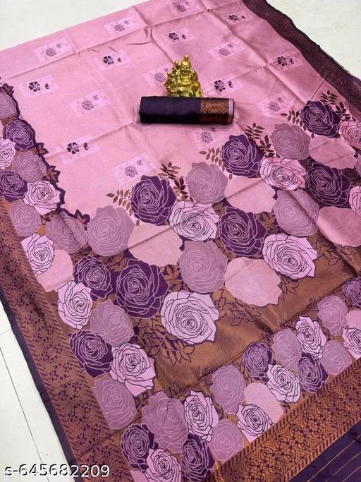 "Jacquard Floral Saree Featuring Artistic Rose Weaves and Trendy Design | Perfect for Festive Occasions" - amamestyle