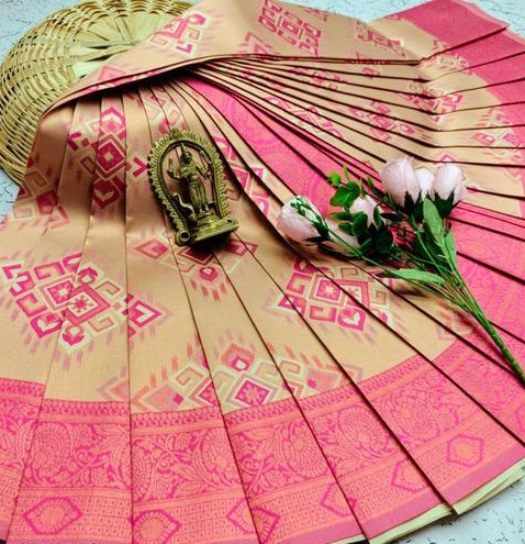 Premium Banarasi Silk Saree with Rich Zari Work with Twirling Blouse Piece.