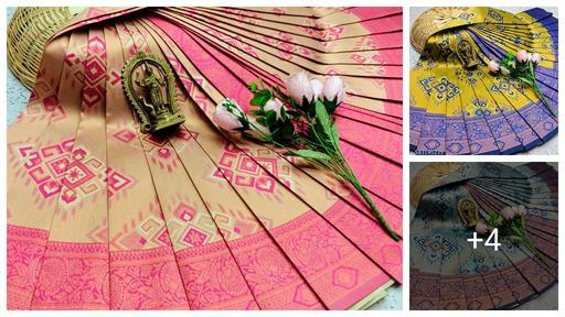 Premium Banarasi Silk Saree with Rich Zari Work with Twirling Blouse Piece.