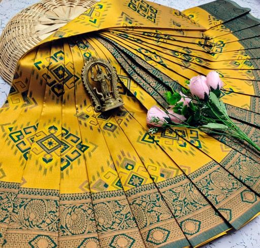 Premium Banarasi Silk Saree with Rich Zari Work with Twirling Blouse Piece.