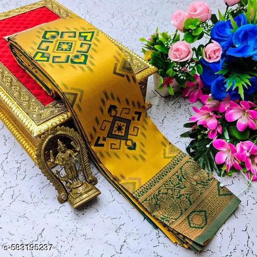 Premium Banarasi Silk Saree with Rich Zari Work with Twirling Blouse Piece. - amamestyle