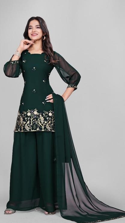 Sangeet Ready Kurta Palazzo Set in Georgette