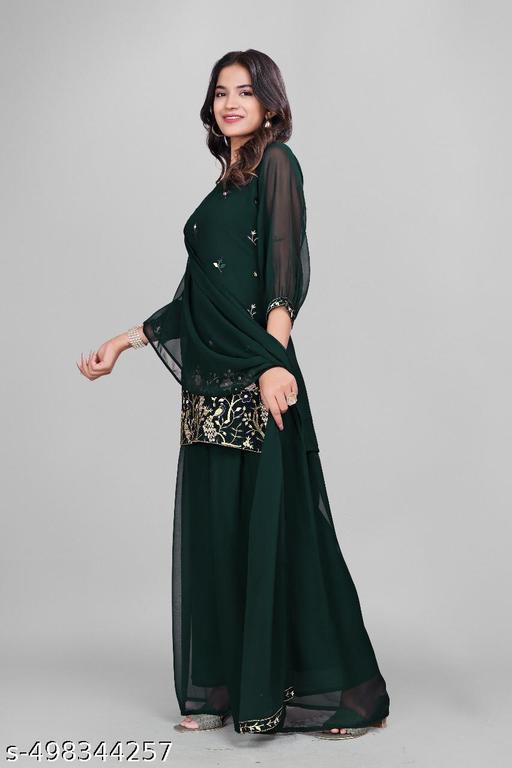 Sangeet Ready Kurta Palazzo Set in Georgette - amamestyle