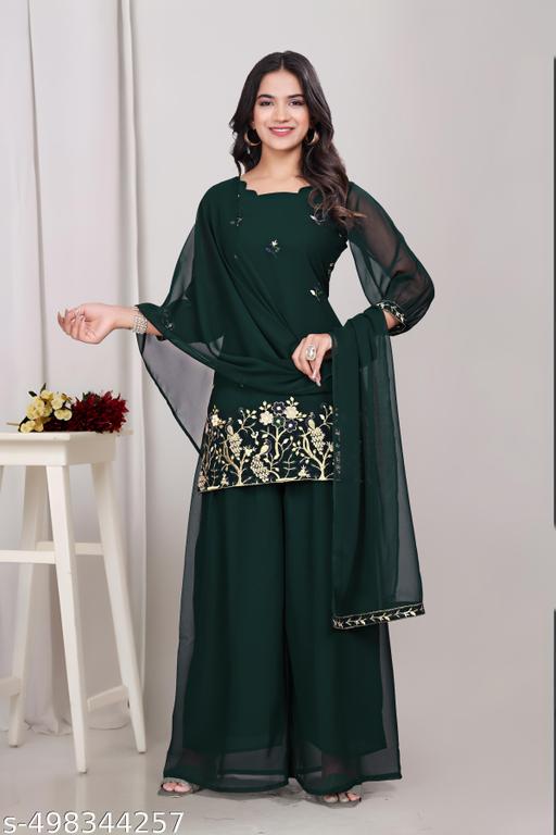 Sangeet Ready Kurta Palazzo Set in Georgette - amamestyle