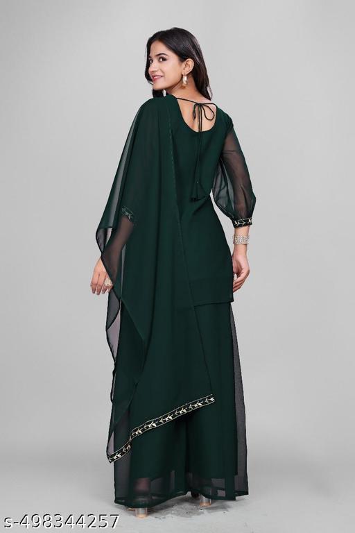 Sangeet Ready Kurta Palazzo Set in Georgette - amamestyle