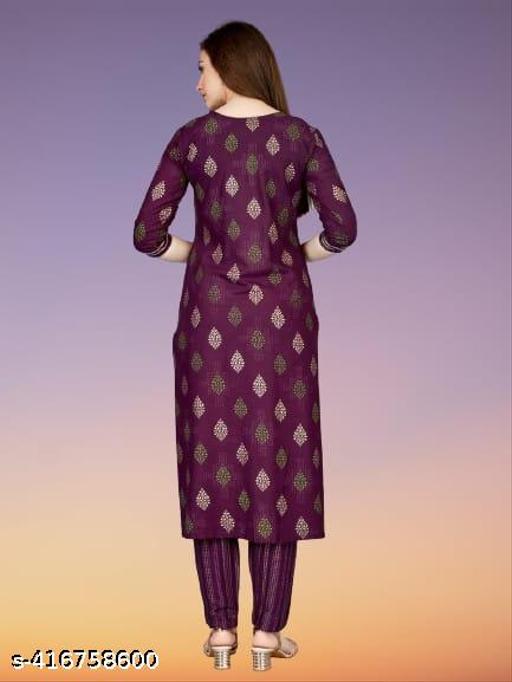 Women's Rayon WINE Kurta Palazzo Set - amamestyle