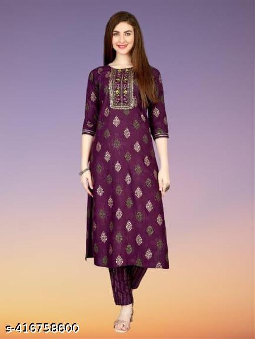 Women's Rayon WINE Kurta Palazzo Set - amamestyle