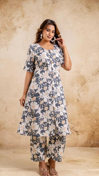 Printed Aline Kurta With Pants Set
