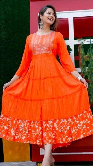 Women Anarkali Kurti with Embroidery n