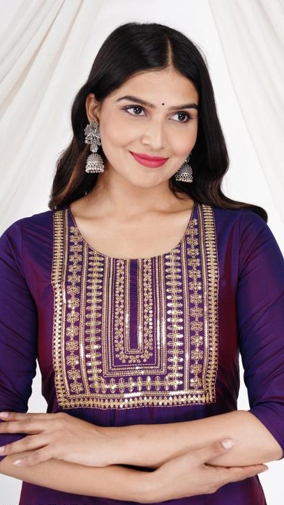 A_Line Straight Embroidered Kurta For Women