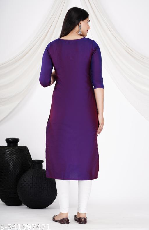 A_Line Straight Embroidered Kurta For Women - amamestyle