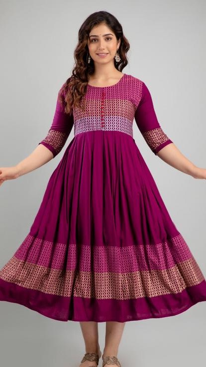 Women Rayon Printed Aaradhya Anarkali Kurtis