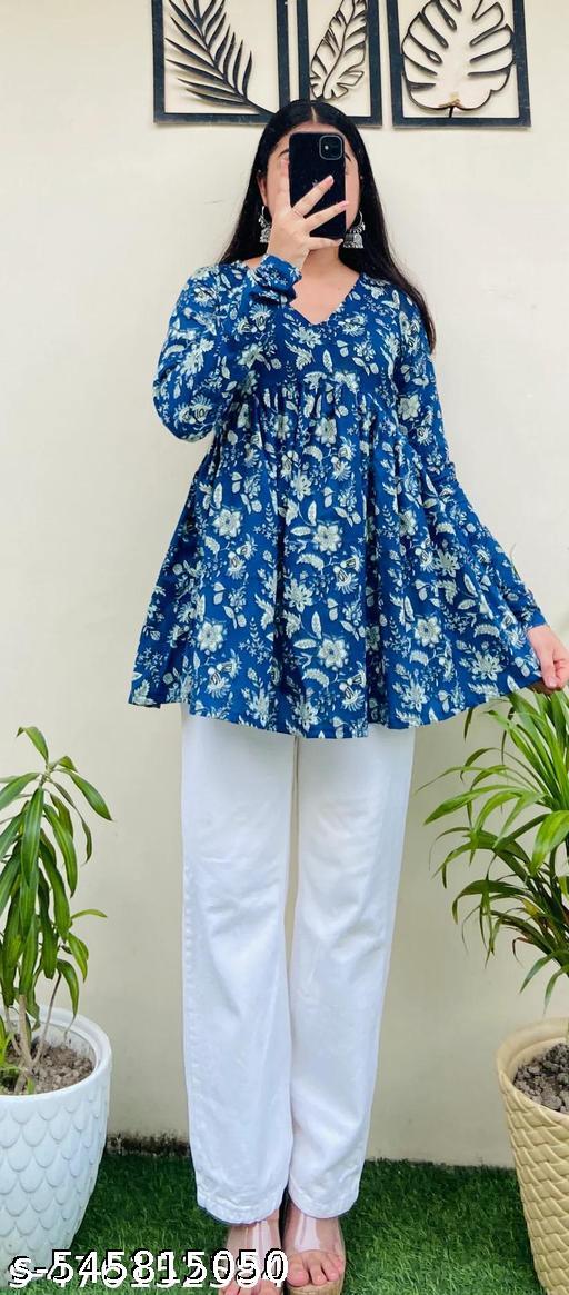 Revivo 2x COMBO New Stylish Indigo Blue V-Neck Top - REVIVO