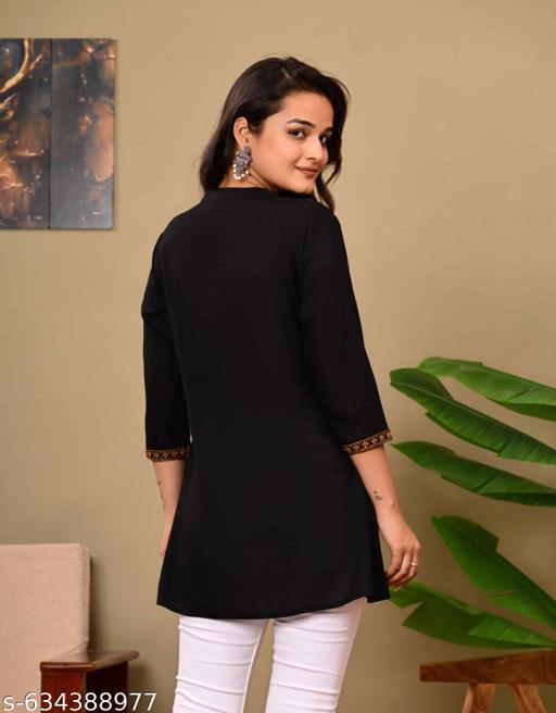 Women embroidery top, crop top, rayon top, festival top, partywear top, daily wear top, formal top, new top, embroidery short kurti, jeans kurti top - amamestyle