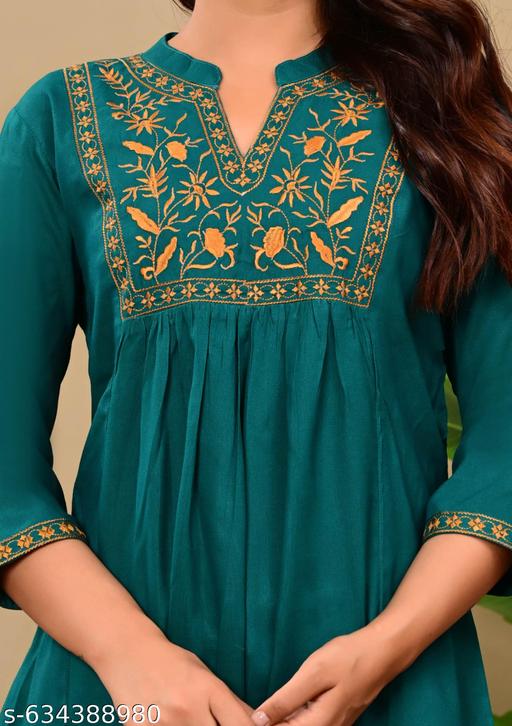 Women embroidery top, crop top, rayon top, festival top, partywear top, daily wear top, formal top, new top, embroidery short kurti, jeans kurti top - amamestyle