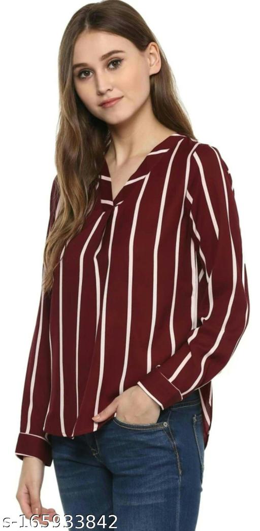 Fancy women top, Maroon stripe designer top - amamestyle
