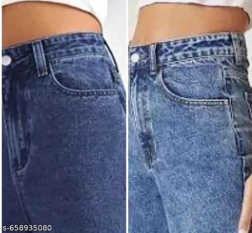 COMBO DARK BLUE AND SKY BLUE STRAIGHT FIT WOMEN JEANS. - REVIVO