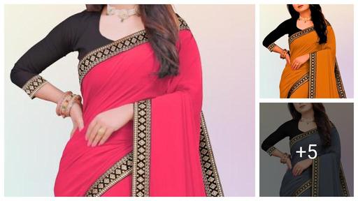 A stunning Georgette saree adorned with elegant Maharani lace.