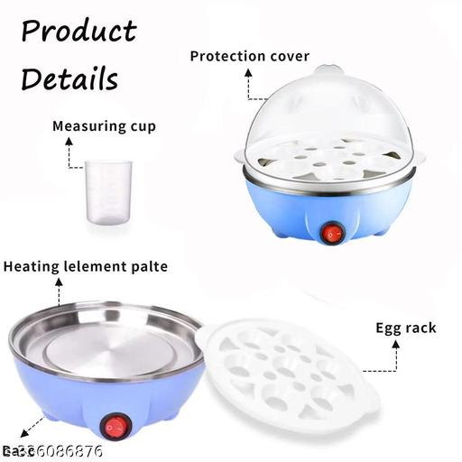 Egg Boiler Electric Automatic Off 7 Egg Poacher for Steaming, Cooking, Boiling and Frying, (350 Watts, Blue) - Myshopic 