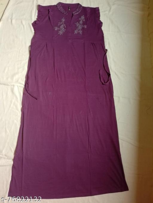  Women Fancy Hosiery Embroidered Purple Nightdress - amamestyle