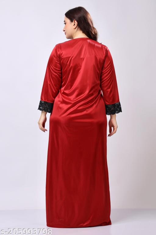 Women's nighties 6 pic nighty with Robe nicker-top Bikini soft/Comfortable all night Sleepwear full Satin Women Nightdress set full-length-2-pieces-nighty-2-pcs-set-of-nighty-shorts-top-nighty-wrap-gown-night-wear-sleep-wear-for-women-free-size-30-to-36-regular 6 piece bridal set - amamestyle