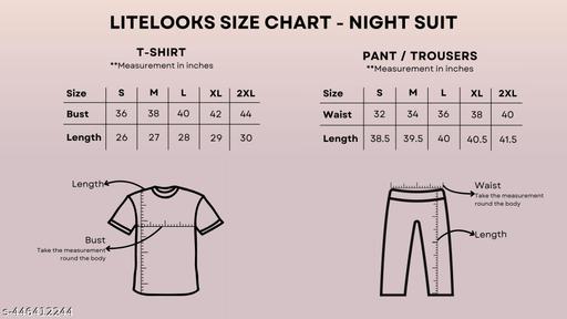 Litelooks Women's Cotton Print Full Hand Night Suits – Comfortable & Stylish T-Shirt & Payjama Set for Women Night Dress with Pockets - amamestyle