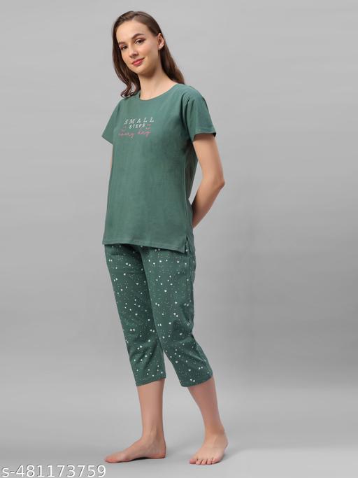 AERINOR By Meesho Presents Women's Cotton Printed Night Suit  Set - amamestyle