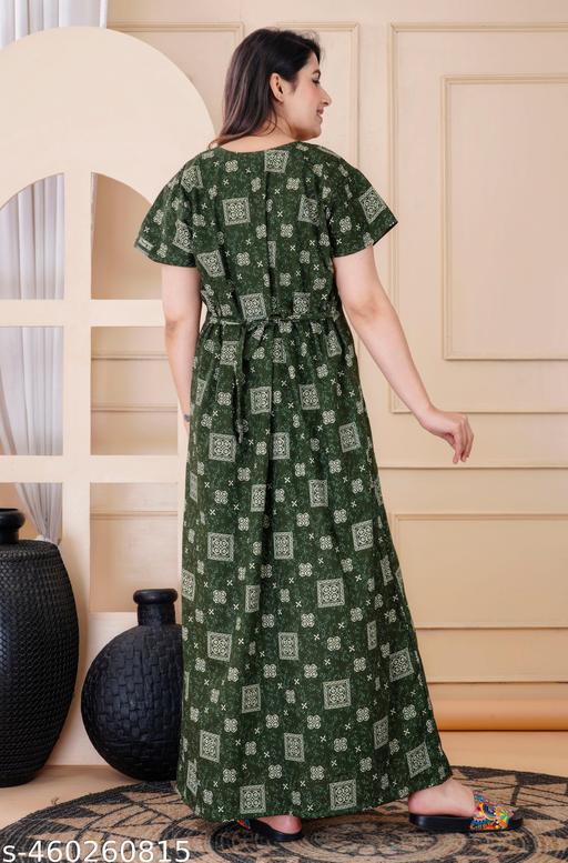 Jaipuri Print Cotton Nighty for women/pocket nighty for women - amamestyle