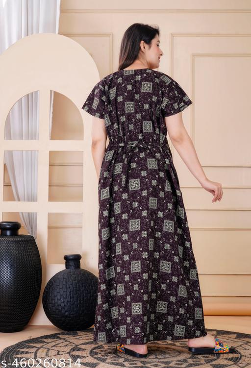 Jaipuri Print Cotton Nighty for women/pocket nighty for women - amamestyle