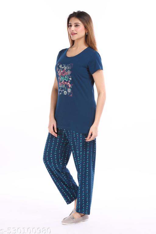 E-MAX Casual Wear Round Neck Co ord set Nightsuit For  Women - amamestyle