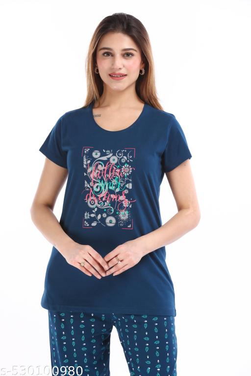 E-MAX Casual Wear Round Neck Co ord set Nightsuit For  Women - amamestyle