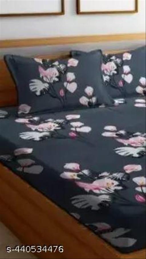 Super Soft Glace Cotton All Round Elastic Fitted Double Bed Bedsheet with 2 Pillow Covers-72x78x8 Inches-fitted. ( 1 pillow cover with single bedsheet) - Myshopic 