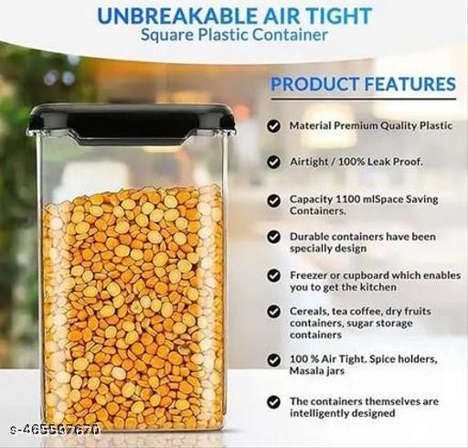 Airtight 1100ml Kitchen Grocery Storage Containers Set (Pack Of 2) - Myshopic 