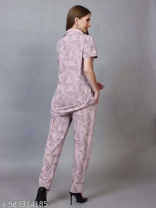 CLINT Summer Casual Collar Neck Soft Feel Half Sleeve Cotton Nightsuit Set - amamestyle