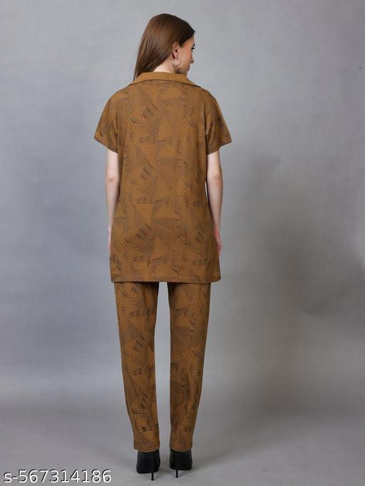 CLINT Summer Casual Collar Neck Soft Feel Half Sleeve Cotton Nightsuit Set - amamestyle