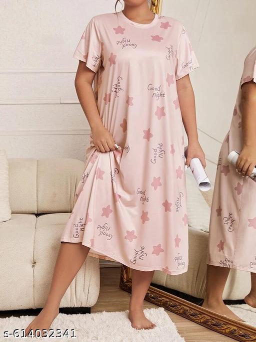 Women's Trendy Printed Long Nighty -Nightgown-Maxi Dress-Nightwear and Night Dress - amamestyle