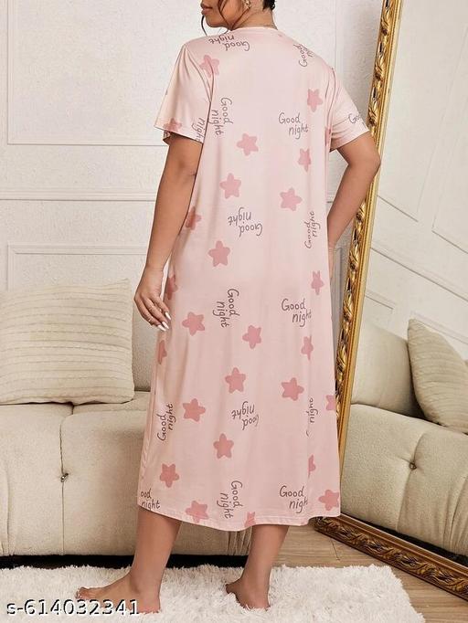 Women's Trendy Printed Long Nighty -Nightgown-Maxi Dress-Nightwear and Night Dress - amamestyle