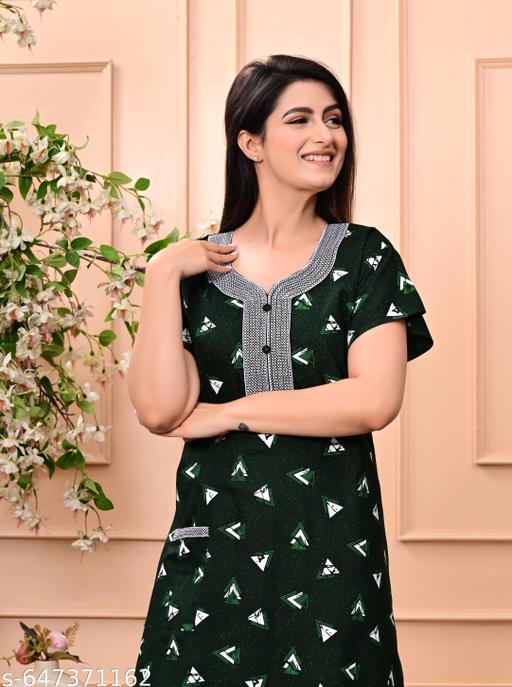 Women Premium quality cotton Emboidery nighty , Cotton Nighty short sleeve, Printed maxi, Nightdress, Nighty, Maxi, Gown, Sleepwear, Ladies nighty - amamestyle