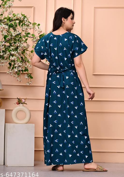 Women Premium quality cotton Emboidery nighty , Cotton Nighty short sleeve, Printed maxi, Nightdress, Nighty, Maxi, Gown, Sleepwear, Ladies nighty - amamestyle