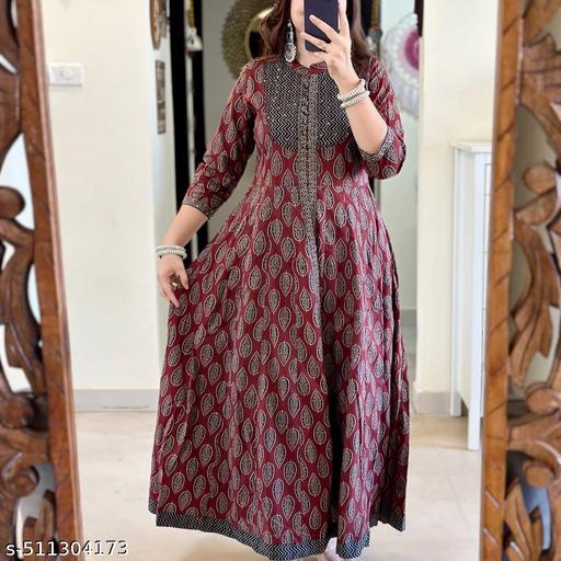 beautiful anrkali gowan reyon febric $ beautiful  print  - Myshopic 