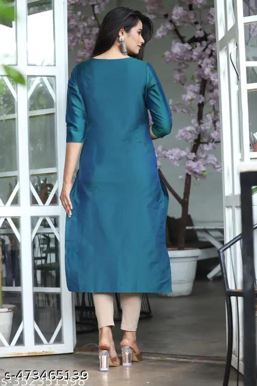 Straight Embroidered Kurta For Women And Girls - Myshopic 