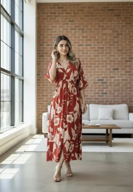 Aline Flared Printed Dress Office use Dress|| Latest Dress - Zeyoria