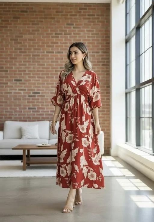 Aline Flared Printed Dress Office use Dress|| Latest Dress - Zeyoria